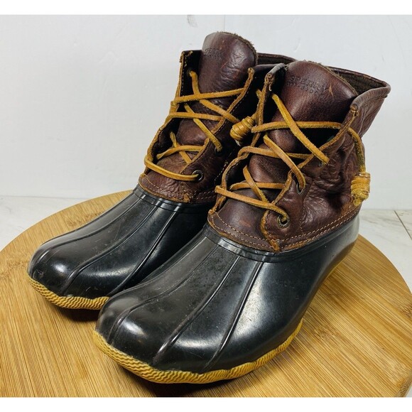 Sperry Top Sider Saltwater Youth Sz 7 Brown Leather Waterproof Duck Boots - Picture 1 of 7